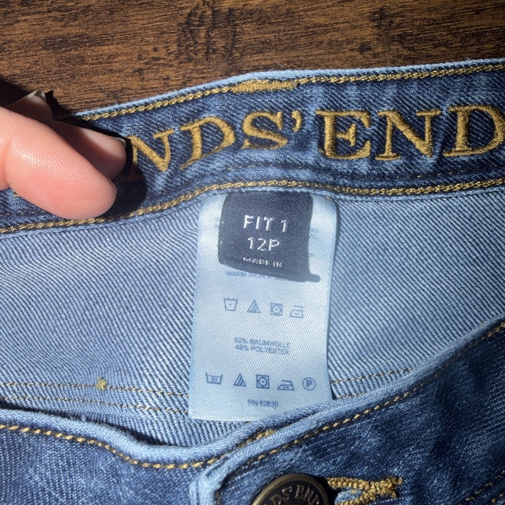 Lands' End Jeans Fit 1 Straight Leg 12P Blue Denim Casual Classic Petite - Picture 3 of 4